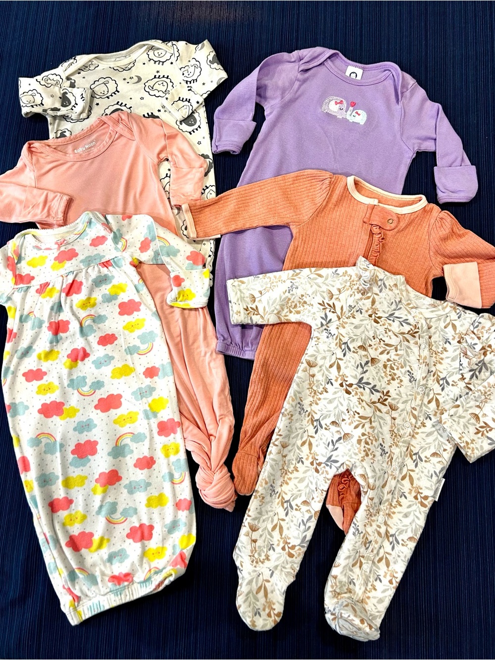 Shabby Chic 11 Piece Baby GIRL One Piece Gown Sleepers, Footies, Matching Cap